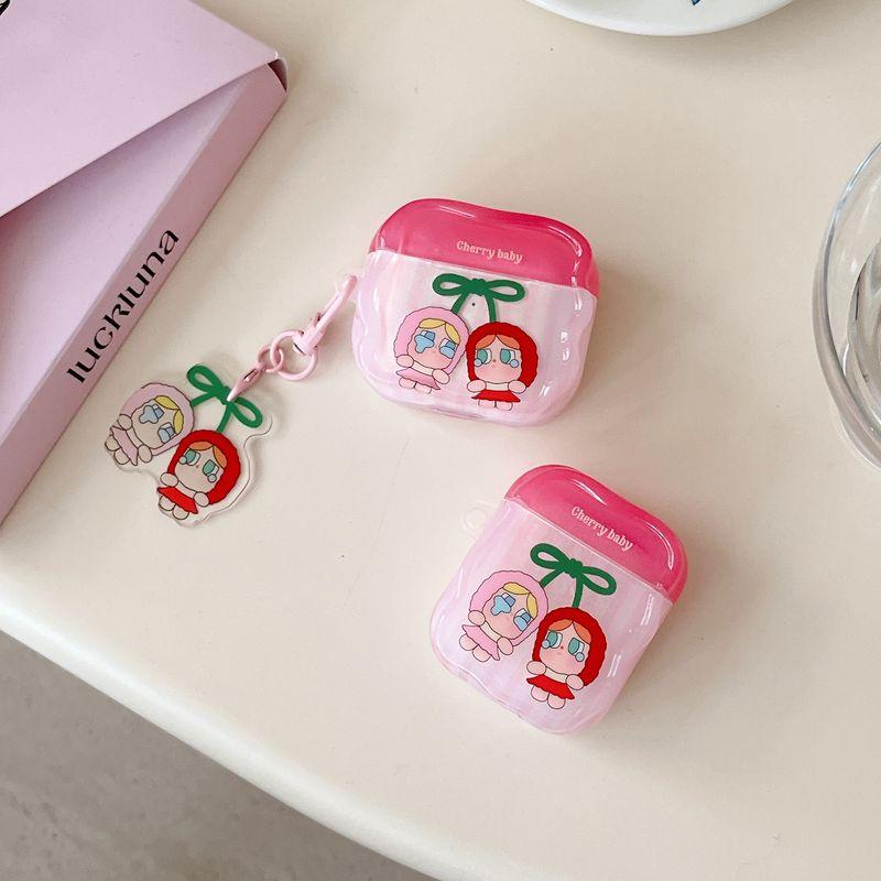 

Cover Airpods4 Wireless Bluetooth Earbuds Case Three Four Generation Airpodpro2 Second Generation IPod Earphone Box Airpods3 Protective Case Apple AirPods Cherry crying baby + pendant