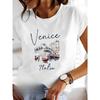 European Size Women's Short-sleeve Top with Artistic Printed Pattern