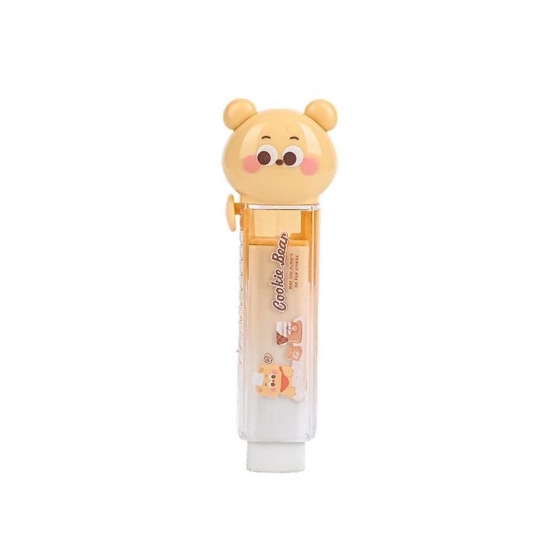 Bear Slide Eraser Retractable Rubber Eraser Refillable Push Pull Erasers Sliding Pencil Erasers for Kids Students School 1