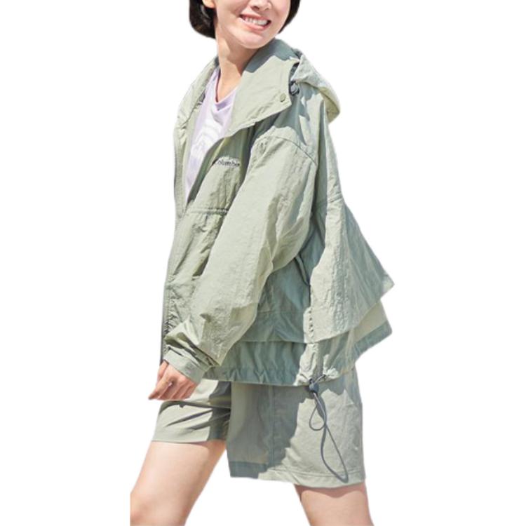Columbia Solid Logo Print Hooded Jacket Women Jackets Light-Green WR8142-348