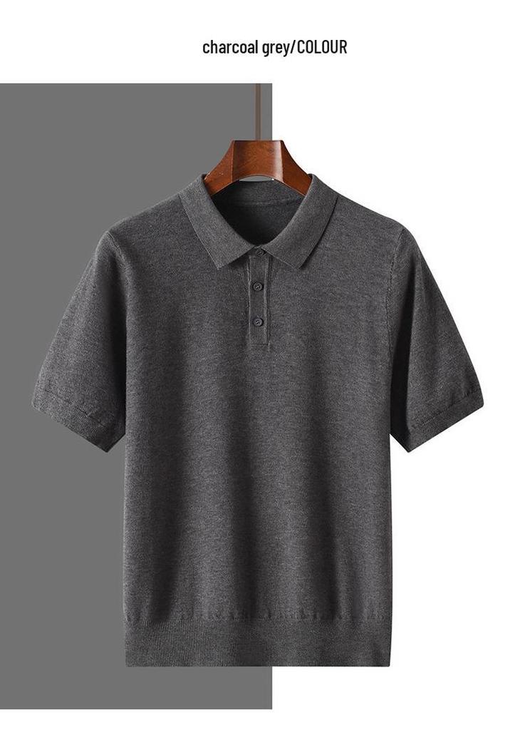 2025 Spring/Summer Andy Velvet Men's Knit Polo Minimalist Pullover Short Sleeve T-shirt