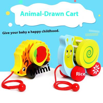 Kinder Holzpuzzle Zeichentricktier Traktor Anhänger Junge und Baby Kleinkind ziehend Schnecke Igel Anhänger Spielzeug