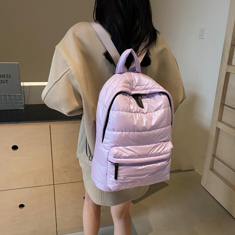 New Popular Cotton Clothes Backpack Women's Casual Versatile Space Cotton Backpack Large Capacity Lightweight Bag