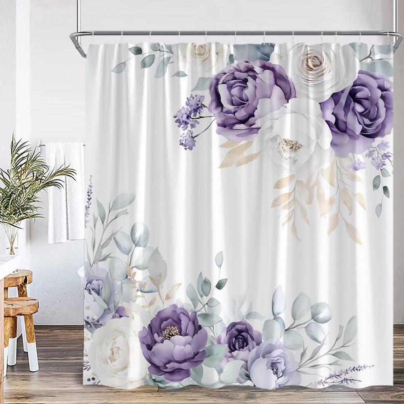 Grüne Blätter Kolibri Duschvorhänge Aquarell Pflanze Blatt Schmetterling Vogel Floral Badevorhang Stoff Heim Badezimmer Dekorationsset
