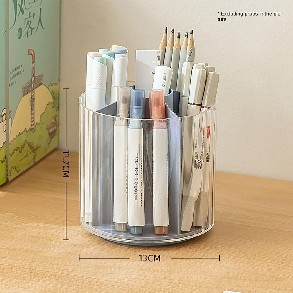 Double Rotation Drawer Pen Holder Desk Stationery Storage Pencil Container Students