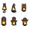 Wall Hanging Mounted Candlestick Holder Wooden Carving Craft Decor Owl Animals Foxes Cat Candle Display Crystal Storage Rack