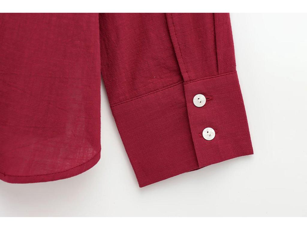 Spring 2025 Women's European and American Style Linen Loose Shirt - Fashionable and Versatile