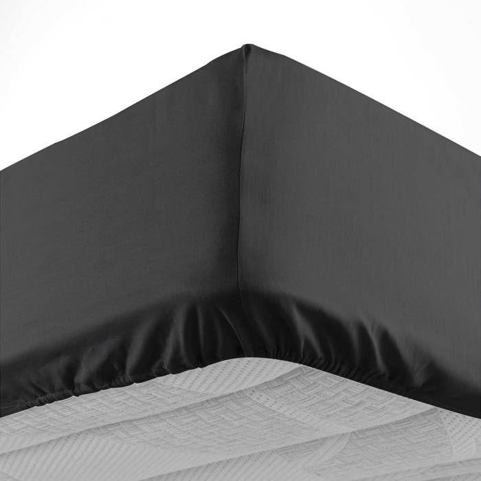 Drap housse en coton 90 x 190 cm Line noir