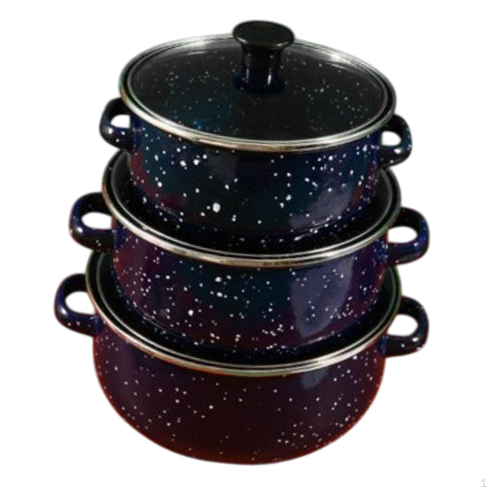 

Эмалированная кастрюля с крышкой, 3 шт. в упаковке для разнообразного приготовления блюд синий