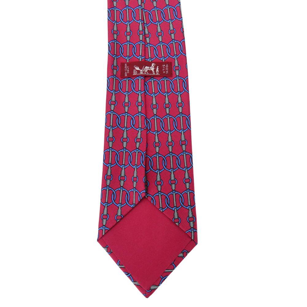 Used HERMES Tie Silk Pink Blue Business
