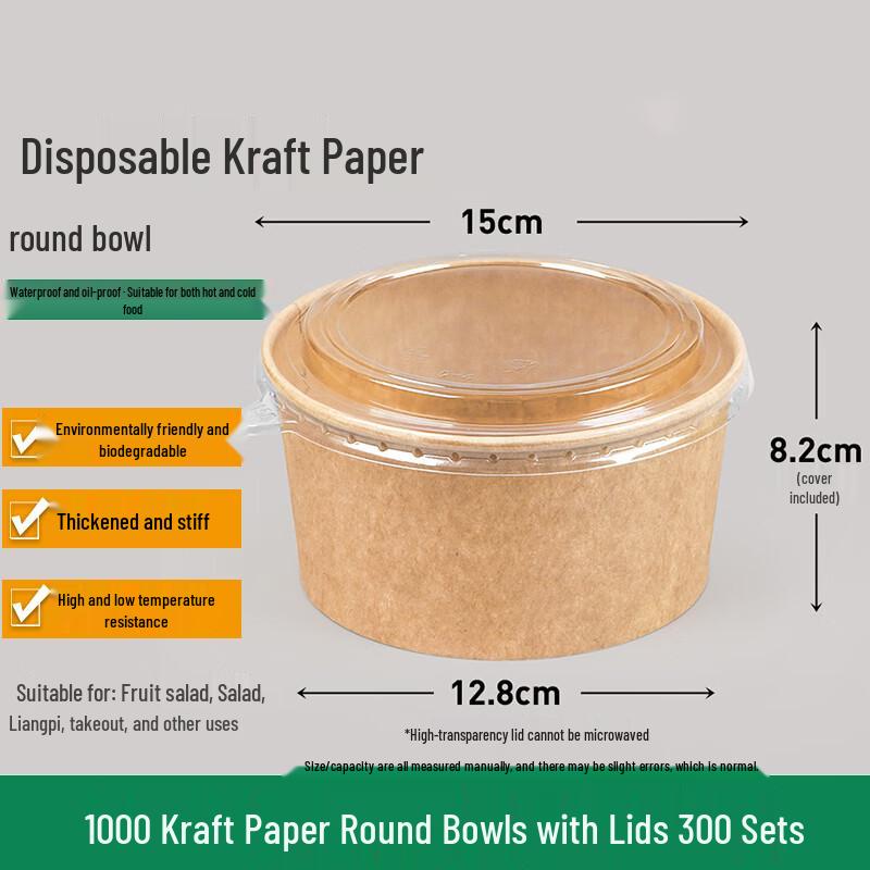 

Homeglen Disposable Kraft Paper Salad Bowls with Lids