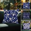 Ethnisch blauer floraler Kissenbezug Musterbedruckter Kissenbezug für Wohnzimmer Sofa Kissenbezug & Schlafzimmer Dekoration