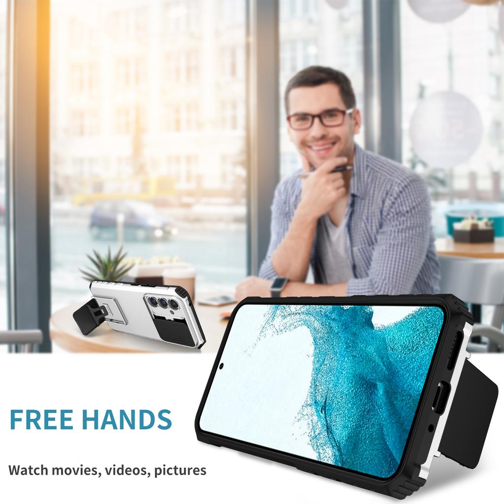 For Samsung Galaxy A36 5G Case Camera Slider PC+TPU Phone Cover with Kickstand