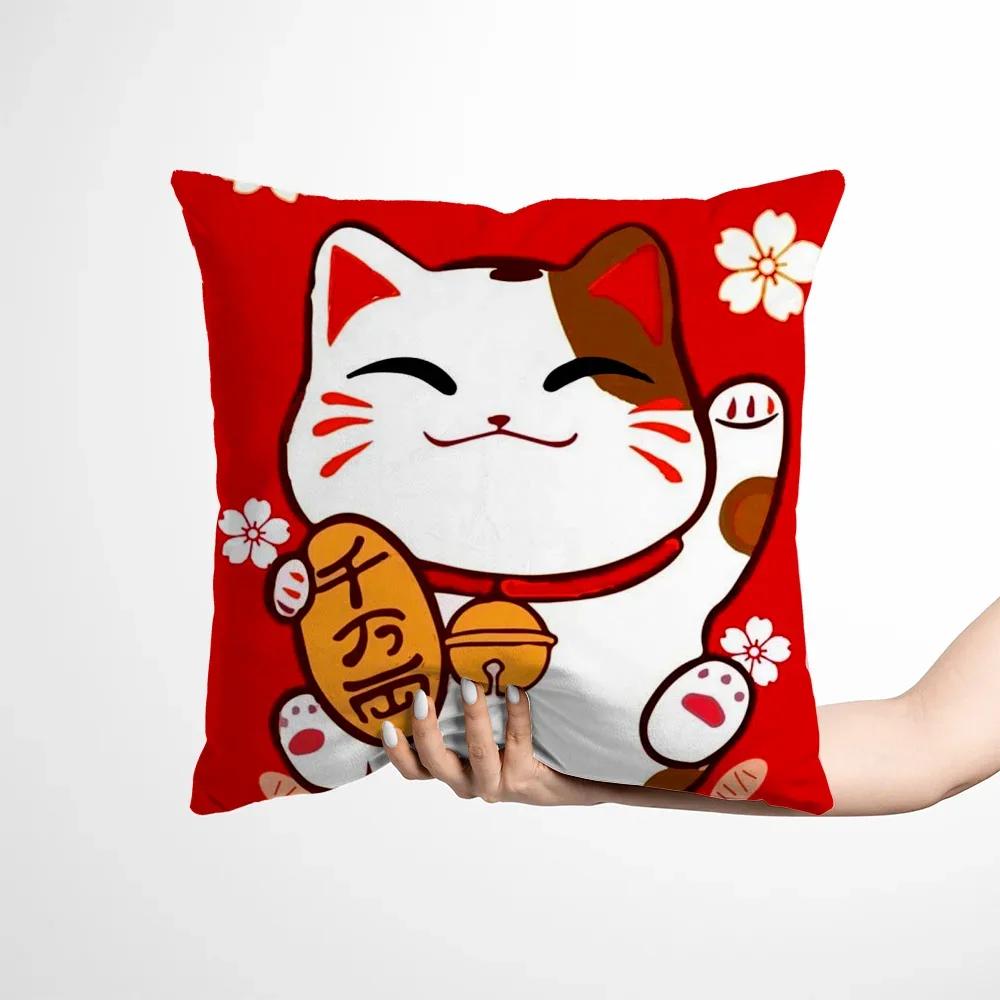 Decorative Cushions for Sofa Pillow Cover Fortune Cat Twin Size Bedding Cushion Cover Bedroom Decoration Living Room