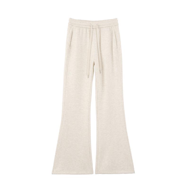 Women s Dark Gray High-Waisted Fleece-Lined Flare Sweatpants - Petite, Loose Fit for Autumn/Winter 2025 S