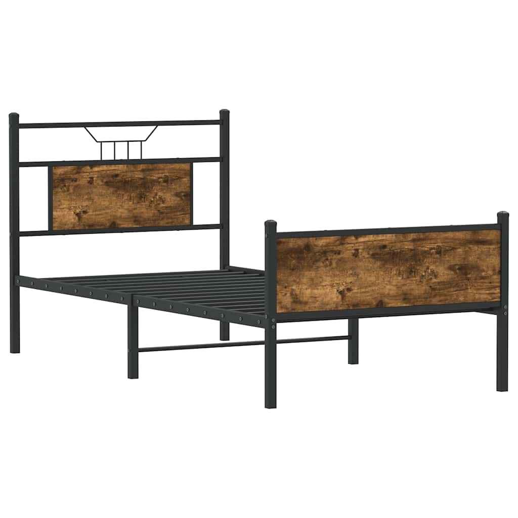 Bed Frame without Mattress Smoked Oak Finish 80 x 200 cm Engineered Wood