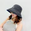 Damen Sommer Doppelseitig Tragbarer Fischerhut mit Breiter Krempe Outdoor Faltbarer Flacher Oberseite Panama Fischerhut Damen Reise Strand Visierhüte