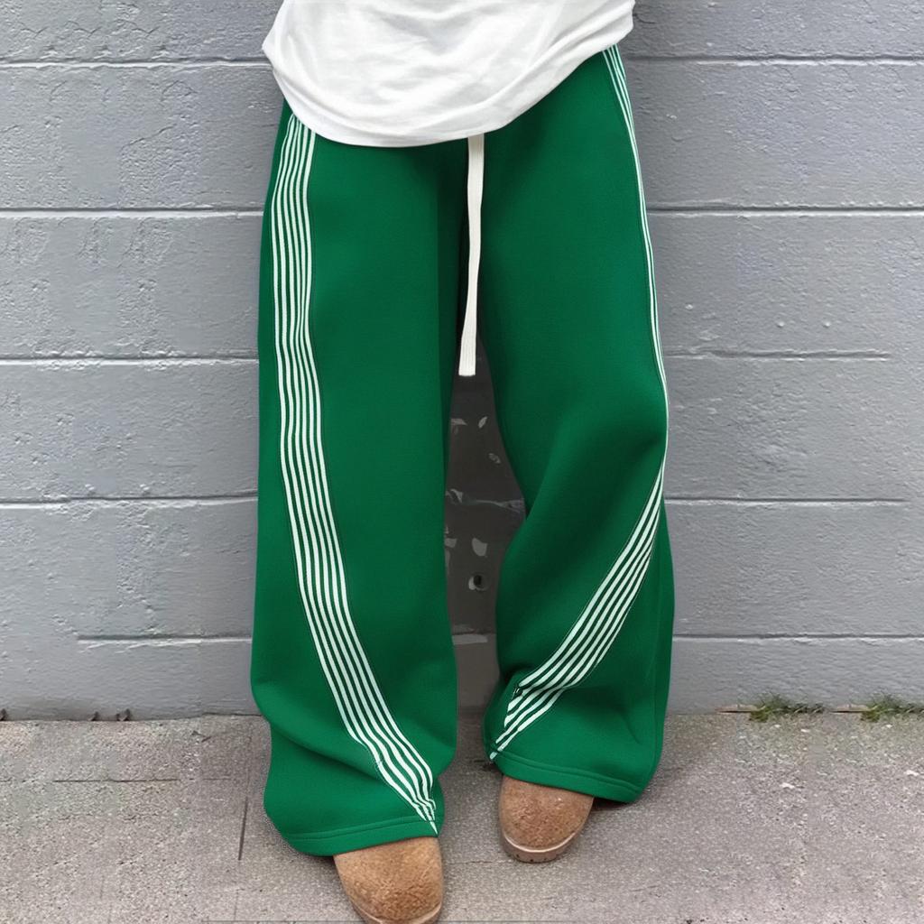 Loose Fit Sweatpants with Drawstring Waist and Side Stripe for Men and Women Casual Sportswear Trousers