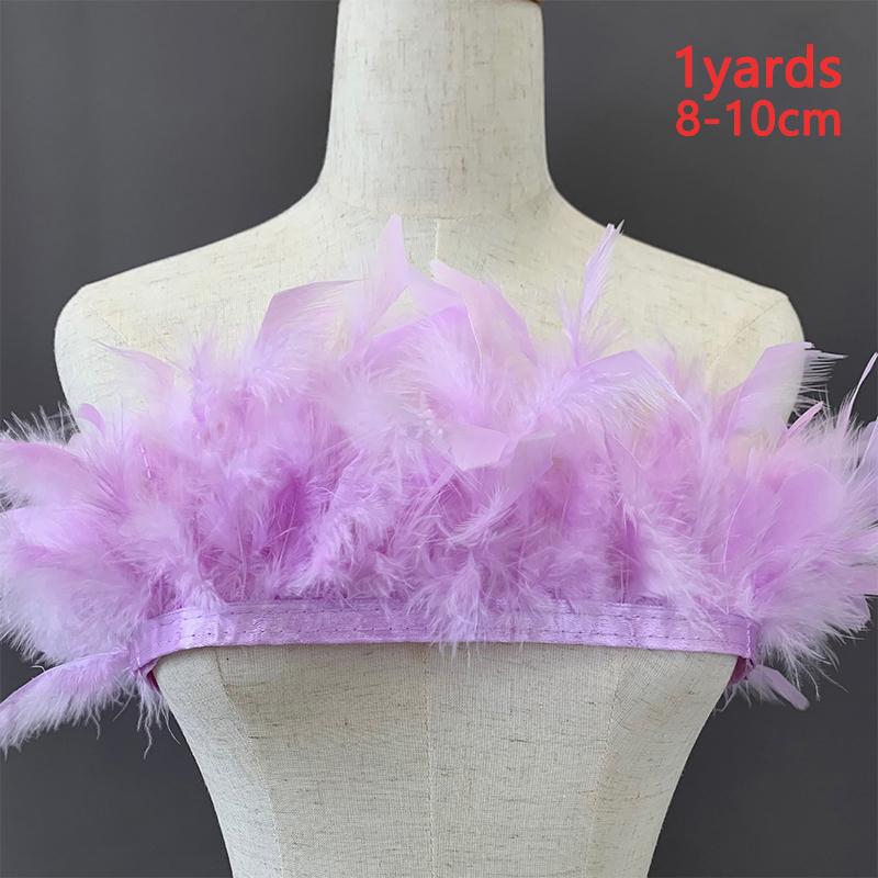 1Yard Feather 8-10cm Fringe Strip For Sewing Turkey Crafts Party 0.91Meter/Pack Bulk Blue Black White Ribbon Long Clothing Trim