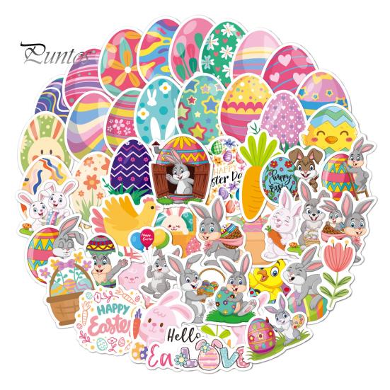 

50 шт. пасхальная наклейка с кроликом и яйцом, виниловые наклейки, водонепроницаемая мультяшная наклейка для бутылок с водой, ноутбука C