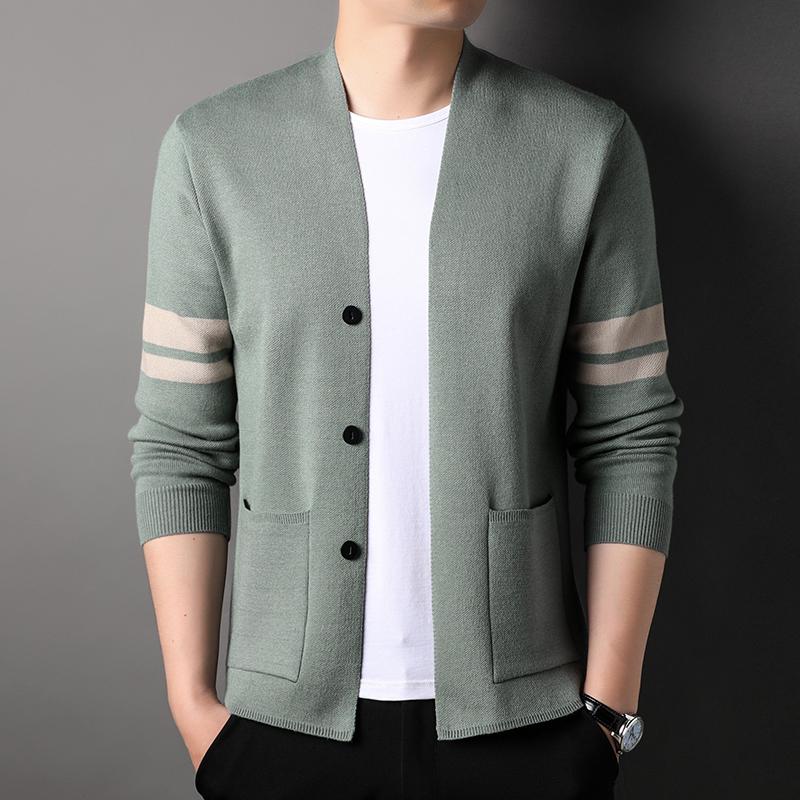 Men's Cardigan Sweater Outerwear Autumn Winter Korean Version Solid Color Knitwear Casual Versatile Men'swear