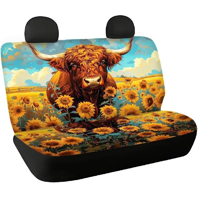 

WELLFLYHOM Moon Star and Sun Saddle Blanket Seat Covers for Trucks Back Seat Cover for Cars for Women Galaxy Car Accessories Rear Bench Seats 0 Highland Cow Sunflower