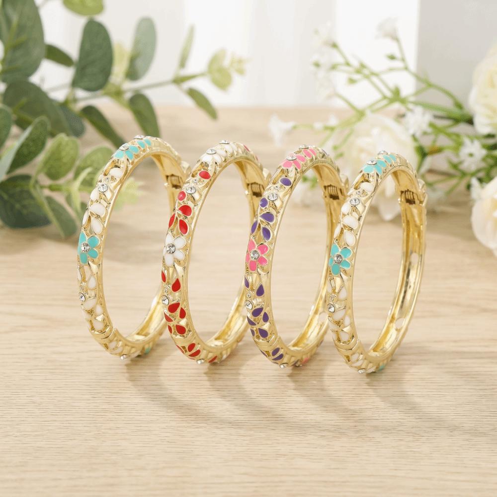 Colorful Enamel Bangle Vintage Flower Enamel Bangle Cloisonne Bracelet  Party Jewelry