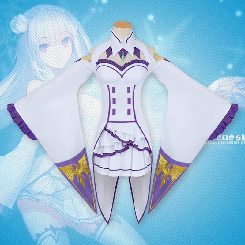 Anime Costumes: Life in a Different World from Scratch Cosplay Emilia Outfit Emilia Cosplay Costume