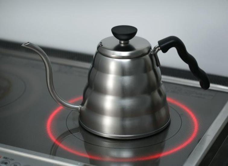 HARIO V60 Drip Kettle, Hairline Silver, 800ml capacity, GasIH compatible, Made in Japan, VKB-120HSV