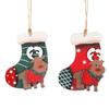 Weihnachtsdekoration Retro Holz Elch Weihnachtsstrumpf Anhänger Weihnachtsbaumschmuck Kleiner Anhänger