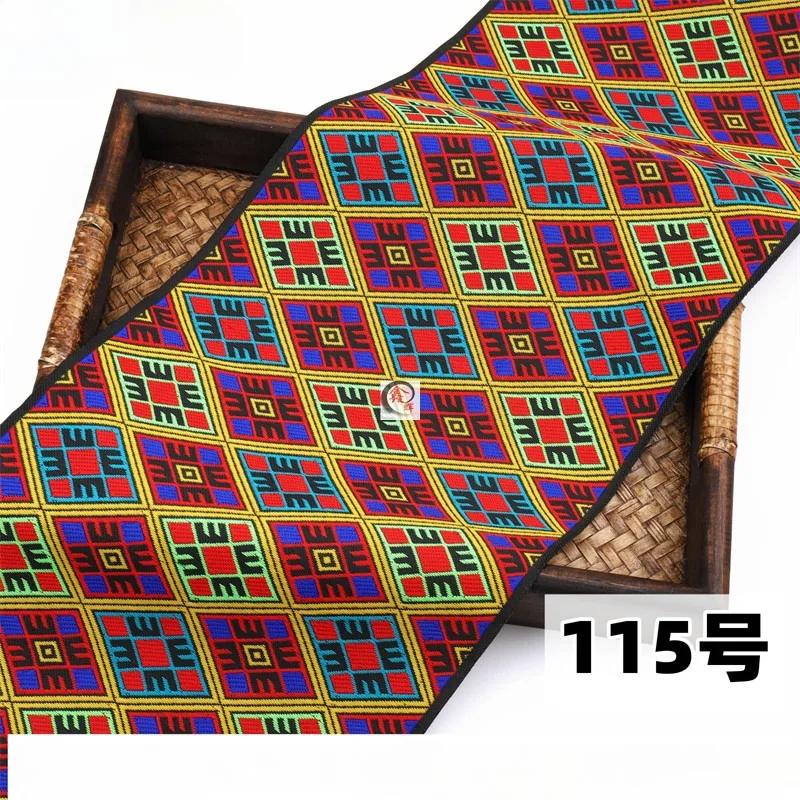 20 cm x 700 cm Hmong Stickerei Spitze Zubehör Miao Nationalität Kleidung Band Brokat Muster Tisch Flagge Wand Hängen Stoff