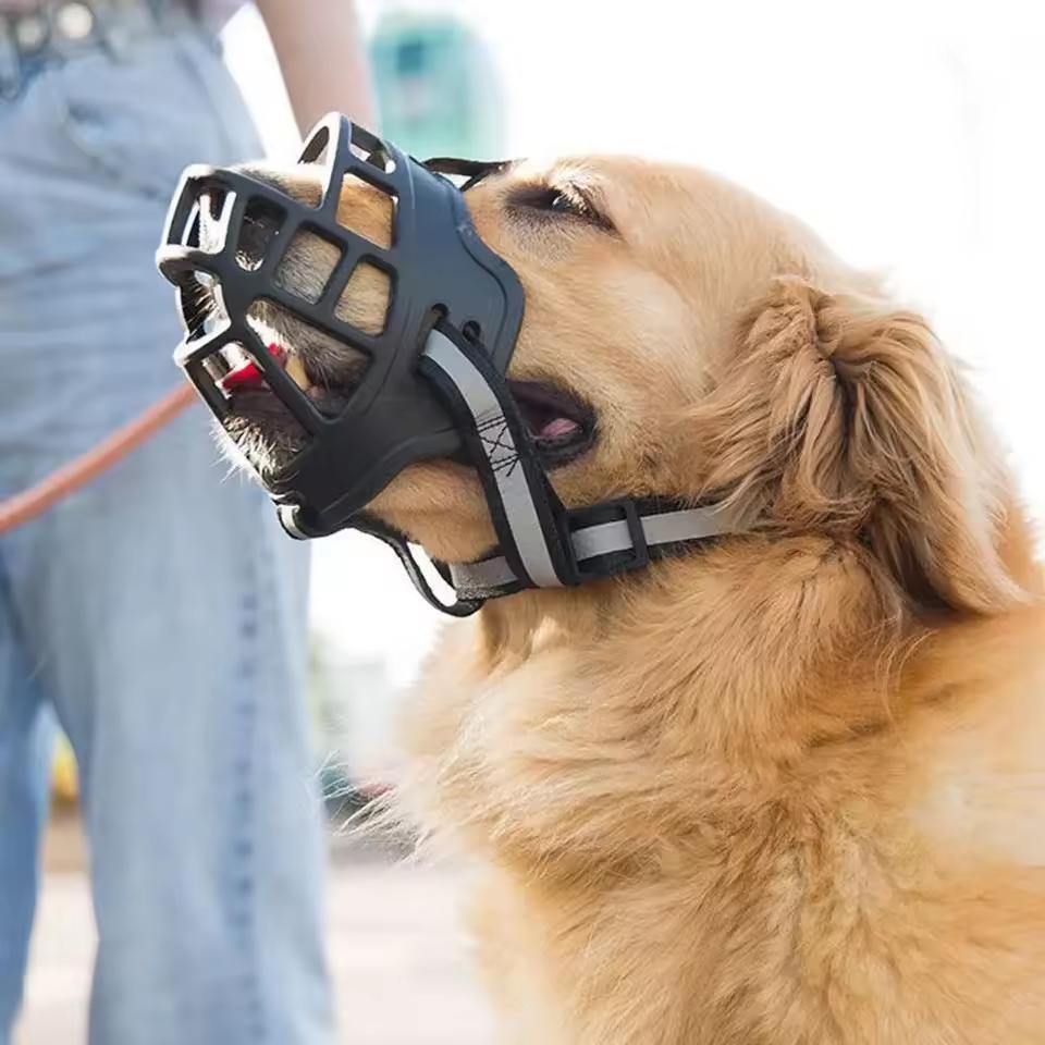 Dog Mouth Cover Dog Comfy Breathable Basket Muzzle Guard Anti-Biting People Barking Breathable Silicone Dog Mask Dogs Supplies