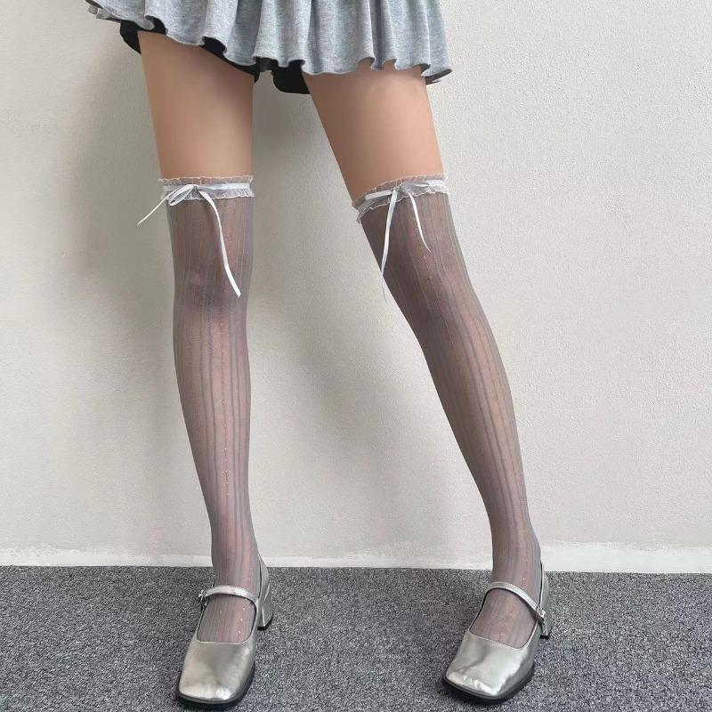 Ealstic Sexy Stockings For Women Black Line Print Stay Up Tights Thigh High Stockings Sexy Lingerie Nude Mesh Pantyhose Hosiery