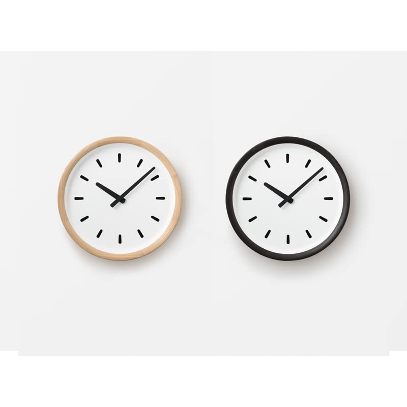 Lemnos Wall Clock Analog Basin Line Natural Wood Chestnut Basin Line Black BK Lemnos PIL23-05