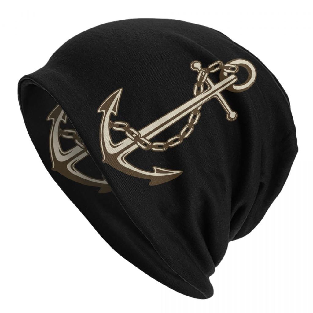 Custom Navy Blue Stripes Nautical Anchor Boat Bonnet Hat Knit Hat Unisex Women Hip Hop Unisex Winter Warm Skullies Beanies Caps