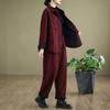 Middle-aged Mother Autumn and Winter Plus Velvet Jacket Western Style Sportswear Suit Corduroy Two-piece Suit
