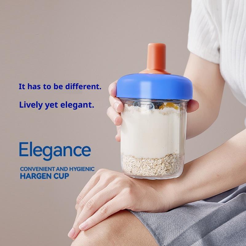 Portable Overnight Oat Glass Cup Sealed Heat-Resistant Breakfast Cup With Spoon Fitness Takeaway Grain Milkshake Yogurt Cups