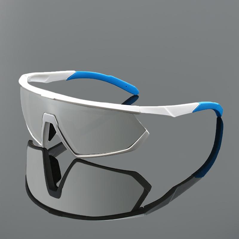 KAMMPT Y2k Sports Goggles Men Mirror Punk Style Outdoor Cycling Sunglasses Trendy Wrapped Round Futuristic Hiking Shades