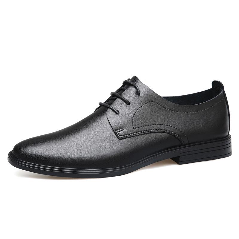 Men s Casual Leather Business Shoes - Spring/Summer, Low-Top, Lace-Up, Low Heel, Large Size, British Style 43 чёрный