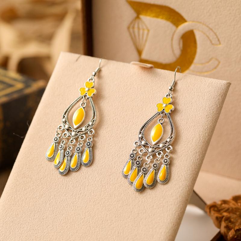 Vintage Ethnic Style Drop Oil Water Drop Earrings for Women Simple Geometric Silver Color Earring Vacation Daily Jewelry