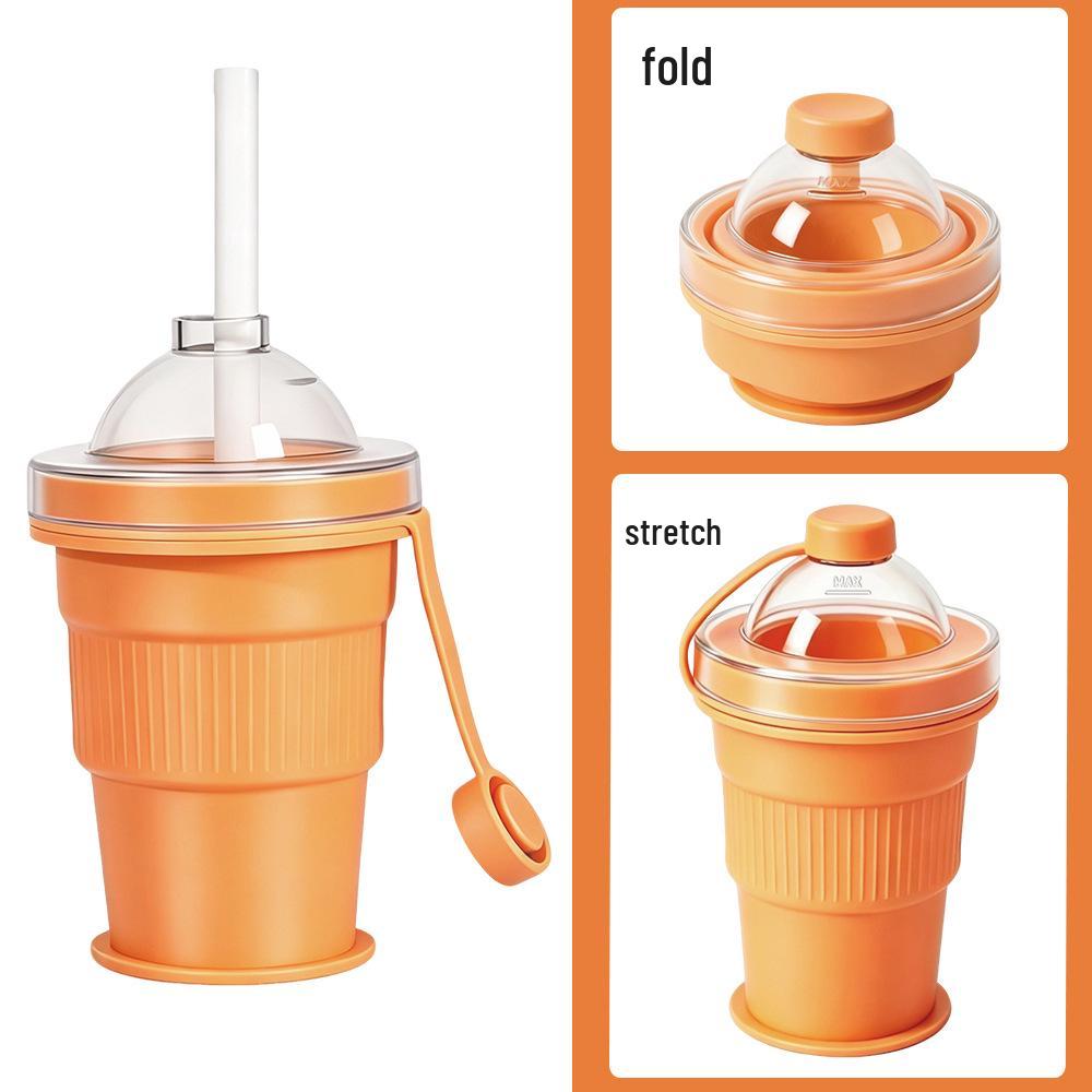 Portable Ice Hockey Cup Mold for Summer Camping - Food-grade Silicone with Folding Straw