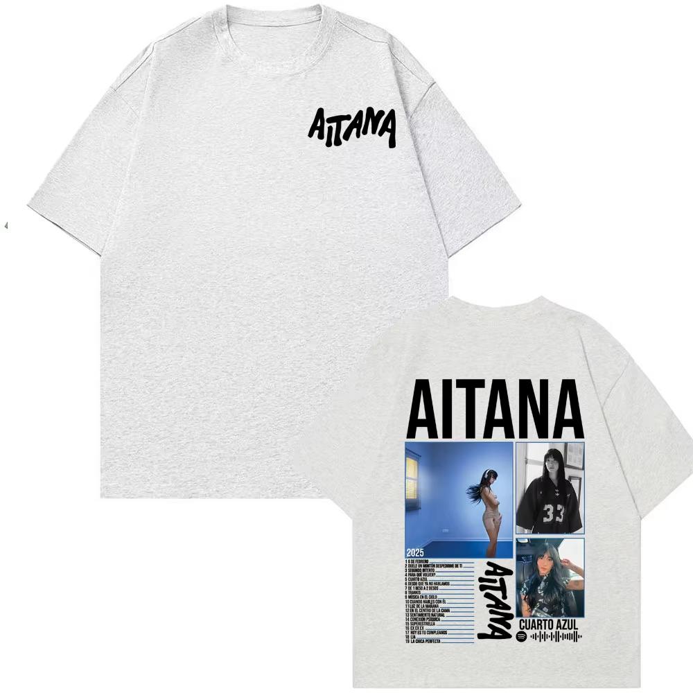 Singer Aitana Cuarto Azul Tour Graphic T Shirt Unisex Women Fashion Aesthetic Short Sleeve Tshirt Cotton Casual Oversized T Shirts