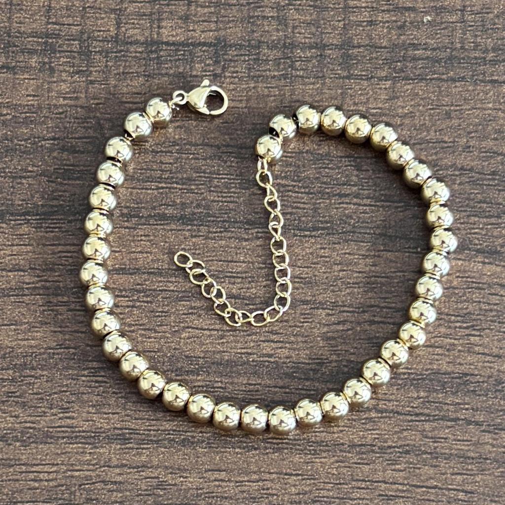 European Fashion 18K Three-Color Stainless Steel Adjustable Beaded Bracelet
