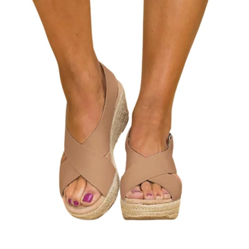 Plus Size Women's Mid Wedges Sandals With Thick Cork Platform For All-day Comfort