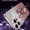 For iPhone 16 Pro Max Case Electroplating Glitter Rabbit PC+TPU Phone Cover with Kickstand