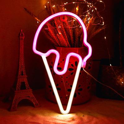 Panneaux Néon LED Crème Glacée pour Décoration Murale Alimentation par Batterie Lampe Néon Lumineuse pour Mariage Fête d'Anniversaire Vacances Décorations DIY