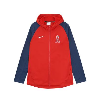 Nike X MLB Collaboration Los Angeles Angels Fleece Hooded Long Sleeve Zipper Jacket Sweatshirt Unisex Jacket Red 3Z3B7SBGZ-LAA
