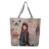 Fashion Owl Canvas Tote Bag With Embroidery And Large Capacity For Daily Use