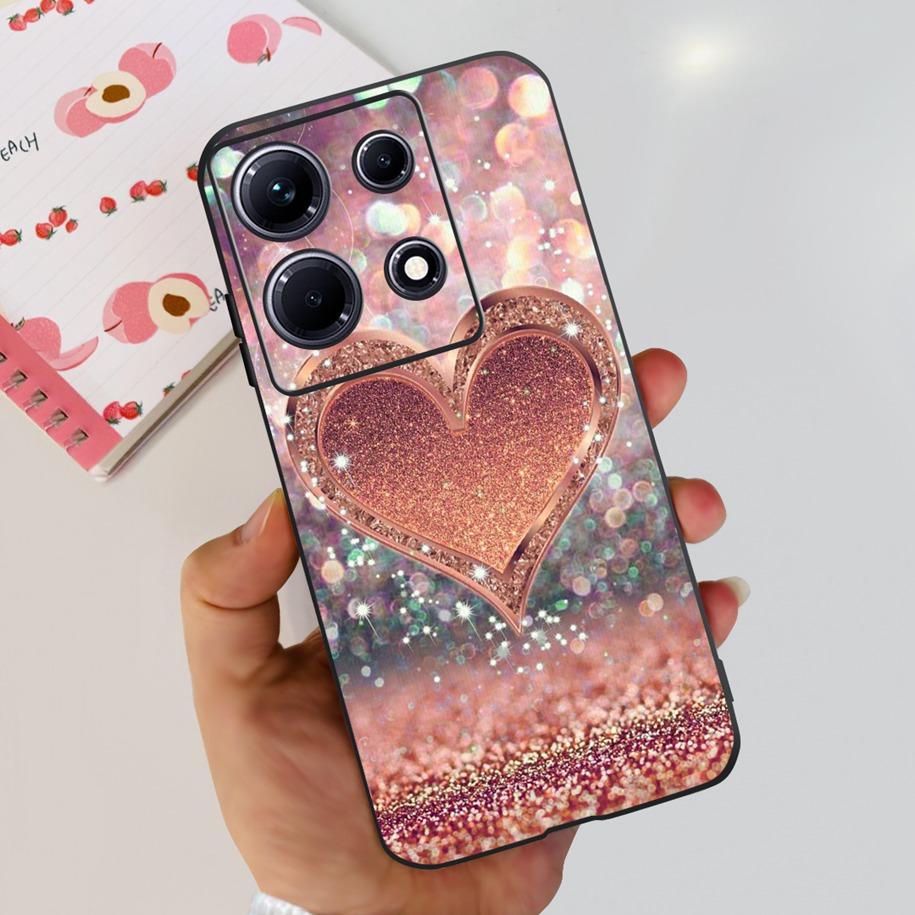 For Infinix Note 30i Case Stylish Flower Black TPU Shockproof Bumper For Infinix Note 30 Pro X678B Phone Cover Note 30 5G Fundas