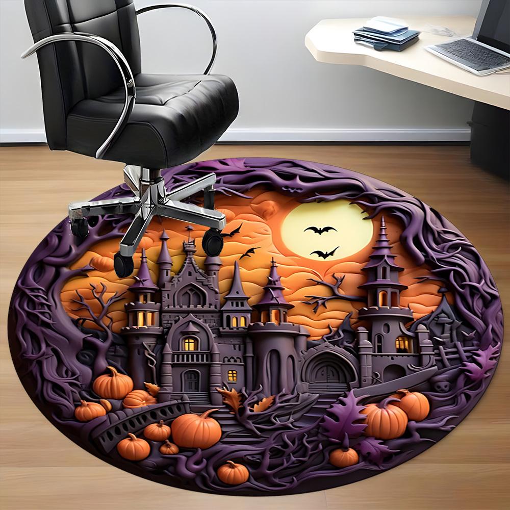 1PC Halloween Castle Chair Carpet for Office Non-Slip, Lightweight, Machine Washable Rug for Office, Sleeping, Room - Holiday Decoryy251009118
